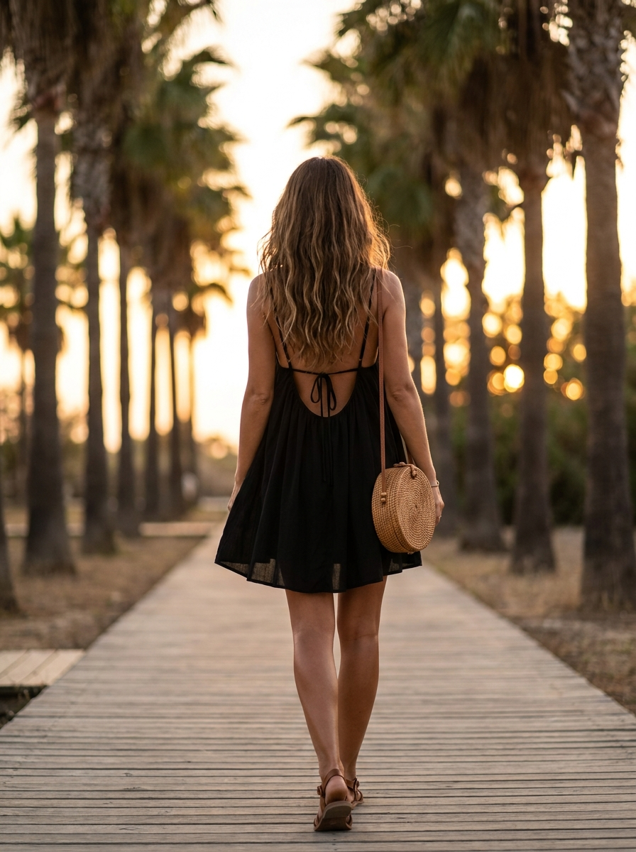 Robe courte noire dos-nu - Eclora